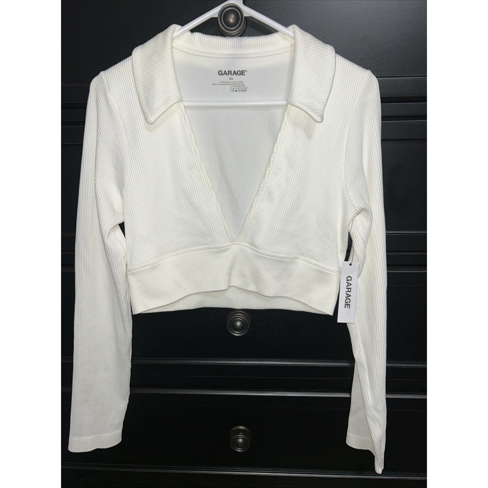 NWT GARAGE women's long sleeve Crop top size L‎
